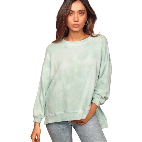 NWT FOUND Oversized Pullover Sweatshirt In Mint Tie-Dye - Large - Picture 3 of 3